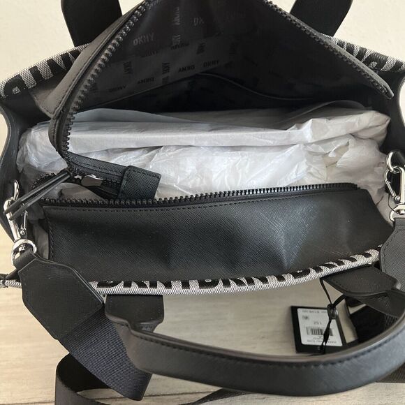 DKNY Hadlee Medium LARGE Tote LOGO Crossbody BLACK GRAY White Handbag Purse - Picture 12 of 16